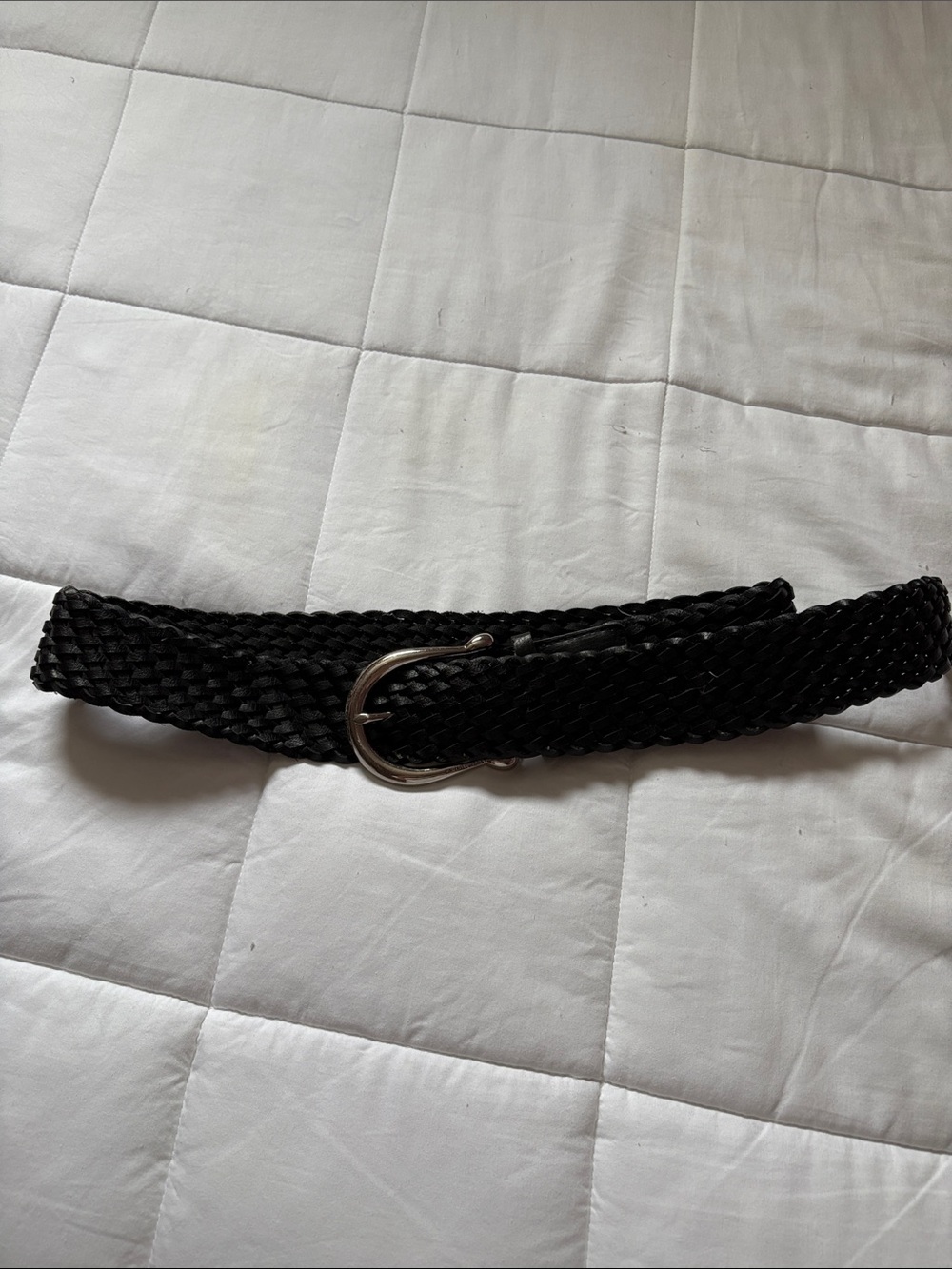 Woven Black Belt with Silver Buckle
